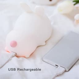 Touch Sensor RGB LED Rabbit Night Light 16 Colors USB Rechargeable Silicone Bunny Lamp for Children Baby Toy Festival Gift