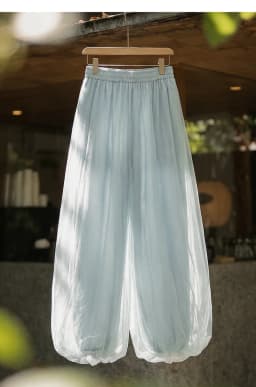 Maden Women's Elastic Waist Mint Mambo Cool Touch Draped Bloomers Lantern Jogger Loose Wide Leg Lazy Casual Summer Light Pants