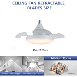 JOYINLED Ceiling Fan with Lighting and Remote Control, Hidden Retractable Blades, Quiet Fan Light, 3 Speeds and Dimmable,White