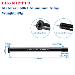 Thru Axle Skewers For MTB Road Bike Frame Fork High Strength M12/M15 Shaft Skewers For 100/110/142/148 Frame Fork Thru Axle Hub