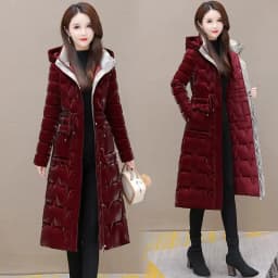 Thick Female Windproof Long Mother's Down Cotton Coat Women 2025New Winter Fashion Warm Slim Waist Wrapped Parkas Hooded Lace-Up