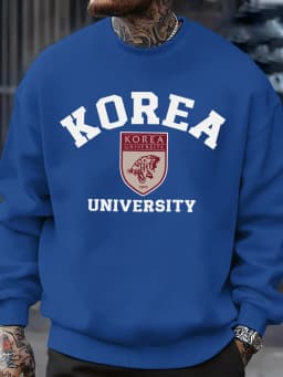 Korea University Pattern Men Sweatshirt Autumn Hip Hop Pullovers Loose Fashion Unisex Sweatshirts Soft Fleece Sportswears