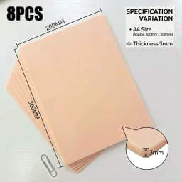 A4 Size Tattoo Practice Skin 3/1mm Double Side Silicone Permanent Makeup Eyebrow Synthetic Leather Training Fake Skin Accessory