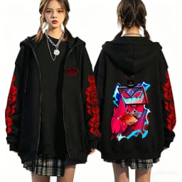Hazbin Hotel 2026 New Anime 2D Print Hoodie Fun Style Men's and Women's Zip-up Sweatshirt