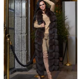 10-section Luxury Faux Fox Fur Winter Vest Jacket Sleeveless Thick Warm Horizontal Striped Long Style Fluffy Fake Fur Overcoat
