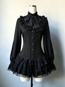 Gothic Punk Dress Ruffle Flare Sleeve Bow Front Tiered Mini Dress American 2000s Vintage Goth Style Women Casual Streetwear 2026