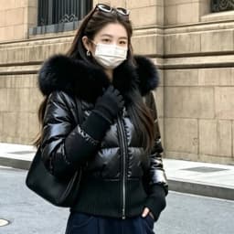 Women's Black White Hooded Long Sleeve Puffer Jacket Y2K Gothic American Streetwear Retro Waist-Cinching Cotton Jacket Winter