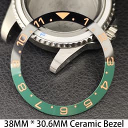 Sloping 38mm * 30.6mm Ceramic/Aluminum Bezel GMT and Diving Watch Insert Fits for 40mm Men's Watch Case Bezel Replacement Insert