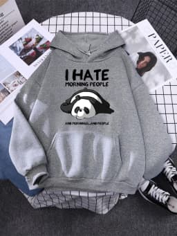 Cute Panda Sleeps Print New Women'S Sweatshirt Warm Vintage Pullover For Woman Fashion Korean Round Neck Hoodie Female
