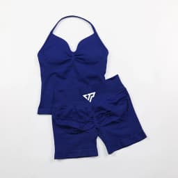 Keep That Pump 2 Piece Sets Shorts Top Women's Outfits Yoga Sets Gym Sets High Quality Seamless Lace-Up Bra Scratch Sports Sets