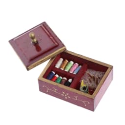 1/12 Dollhouse Miniature Accessories Sewing Tools Basket Model Simulation Scissors Cloth Ruler For Miniature Scene Decoration