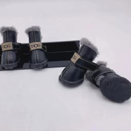 4Pcs Warm PU Dog Shoes Pet Winter Snow Boots Soft Waterproof Small Dog Shoes Plush Non Slip Soft Dog Boot Dogs Accessories