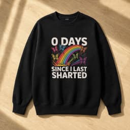 Rainbow Butterfly Shart Pun Men Humor Graphic Pullover Top 0 Days Since Meme Sweater Casual Hangout Wear Hoodie