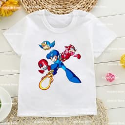 New Boys T-Shirt Funny ¡ Mega Man Listo Para Comenzar Cartoon Kids Clothes Summer Kids Clothes T Shirt White Short Sleeve Tops