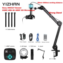Yizhan 2K/4K HD Digital Microscope For Soldering HDMI USB VGA Camera 215X 180X 150X 130X Zoom Lens IMX415 IMX327 IMX678 Sensor