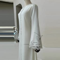 KUXA Elegant Muslim Wedding Dresses A-Line Formal Lace Long Sleeves Floor-Length Bridal Gowns Button Sweep Train Customized