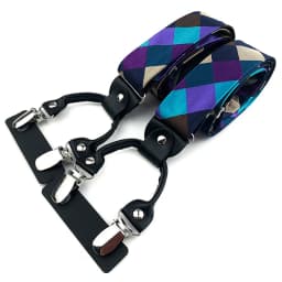 VEEKTIE Brand Suspender For Men 6 Snap Hooks Y-back Adjustable Jacquard Floral Check Shirts Paisley Yellow Blue Vintage Retro
