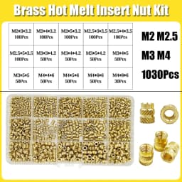 Brass Threaded Insert Nut Kit M2 M2.5 M3 M4 M5 M6 M8 Hot Melt Heat Knurled Embed Injection Copper Insertnut for 3D Print Plastic