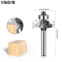 6mm Shank 1/4" Shank Corner Round Over Router Bit with Bearing Milling Cutter for Wood Woodwork Tungsten Carbide