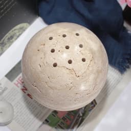 Beige Travertine Sphere Mubkhar Incense Burner Home Decoration Natural Marble Stone Religious Round Ornament Incense Burner