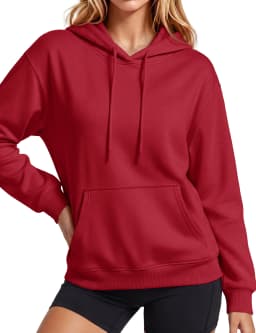 TACVASEN Women Fleece Lined Pullover Hoodie Solid Color Warm Hooded Sweatshirt with Kangaroo Pocket Adjustable Drawstring Casual