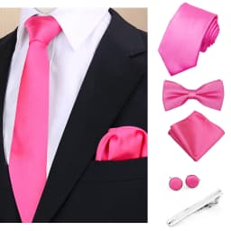Luxury Fashion Men's Solid Necktie Bowtie Set with Pocket Square Cufflinks Tie Clip Wine Blue Elegant Striped Accessories Gravat