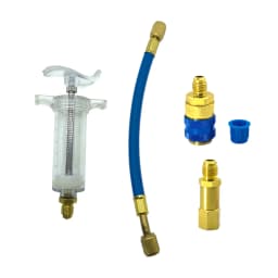 Car A/C Oil/Dye Injector 30Ml 1Oz with Low Side Quick Coupler Adapter 1/4 Air Conditioning Automotive Oiler Injection Syringe