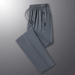 Summer New High Quality Ice Silk Pants For Men's Feet Tie Sports Elastic Quick Drying Sweat-absorbing Straight Leg Pants 2PCS
