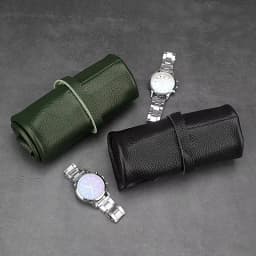 Free Customized Name Cow Leather Watch Storage Bag 6 Slots Roll up Watch Bag Portable Travel Display Smart Watch Storage Pouch