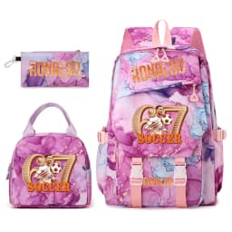 Cr7 Ronaldo 67 Print Student Backpack Set with Lunch Bag Pencil Case Teen Girls School Travel Daypack