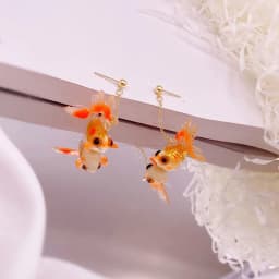 Unique Asymmetrical Goldfish Earring Cute Resin Koi Earrings Creative Bubble And Koi Goldfish Design Earrings Custom Jewelry