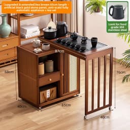 2025 Hot Selling Portable Tea Table with Heating Kettle for Home Balcony Tea Ceremony