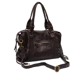 Vintage Washed PU Leather Large Capacity Tote Zip Pockets Braid Decor Shoulder Cross body Bag Unisex Women Daily Travel Handbag