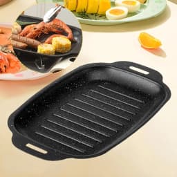 BBQ Grill Pan Rectangular Frying Pan Nonstick for Picnic Indoor Outdoor Meats Pancakes Kitchen