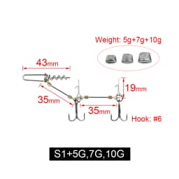 Spinpoler Multi-Depth Pike Stinger Rigs Fishing Hook #6 #1/0 #2/0 With Sinker Weight 5g 7g 10g 15g 20g Systerm Kit For Swimbait