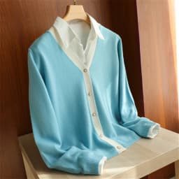 2022 New 100% pure wool sweater Women's autumn/winter Cashmere V-neck sweater pearl button cardigan
