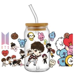 Korean Popular Music Group UV DTF Bottle Stickers Glasses Cup Transfer Stickers DIY Stationery Computer Waterproof Sticker