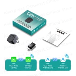 OTTOCAST Mini Dot Cube Wireless CarPlay Android Auto Adapter 2 in 1 USB AI Car Accessories for Totoya VW Benz Chevrolet Hyundai