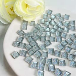 Mosaic Tiles for Crafts Blue Shine Assorted Color 50pcs Glass Glitter Mosaic Supplies Pieces Bulk Square Shape Home Decoration