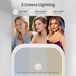 Makeup Mirror with Lights, 1X/10X Magnification Double Sided Portable Foldable Lighted Travel Mirror 3 Color Lighting for Gifts