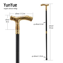 Gold Wolf Metals Carving Walking Cane Gentleman Art Decorative Fashion Elegant Walking Stick Lady Cosplay Film Props Party Cane