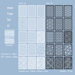JIANWU 30 Sheets Lace Fantasy Series Black Ink and White Ink PET Stickers Book Creative DIY Decor Collage Journal Stationary