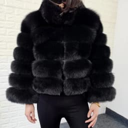 Stand Collar Natural Real Fox Fur Coat for Women Winter Warm Fashionable Lapin Blue Color Full Length Tailored Fit Outerwear