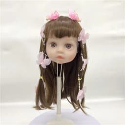 New Braid Brown Hair Wig for 22 Inch Reborn Dolls Long Straight Hair for 32-35cm Doll Head Silicone Reborn Baby Doll Hair Wig