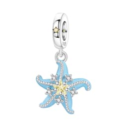Blue Charm 925 Sterling Silver Ocean Pearls Betta Fish Pendant Birthday Party Gift for Women Bracelet Necklace DIY Beads Jewelry