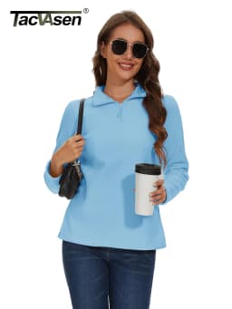 TACVASEN Stand Collar 1/4 Zip Fleece Pullover Womens Outdoor Sports Casual Tops Autumn Winter Lightweight Soft Warm Sweatshirt