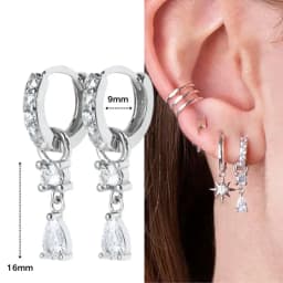 925 Sterling Silver Ear Needle Crystal Zircon Tassel Pendant Hoop Earrings Retro Small Fragrance Style High Jewelry Women Gifts