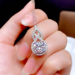 Big Bling Water Drop Pendant Real 925 Sterling Silver Long Chain Necklace for Women Fashion Jewelry Cute Statement Necklace