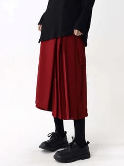 [EAM] High Elastic Waist Red Pleated Bandage Elegant Wide Leg Pants New Trousers Women Fashion Tide Spring Autumn 2026 1DH9565