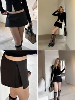 Women RA High Waist Side Zips The Two-way Mini Skirt Shorts